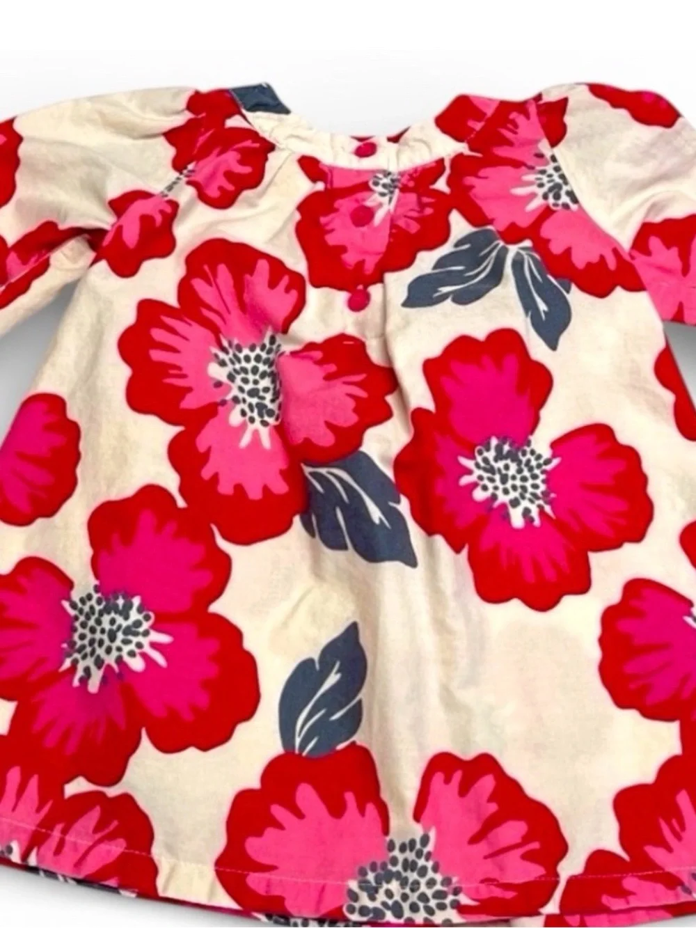OshKosh B’gosh Floral Dress 18M Toddler Girl Pink Red Cotton Long Sleeve Party